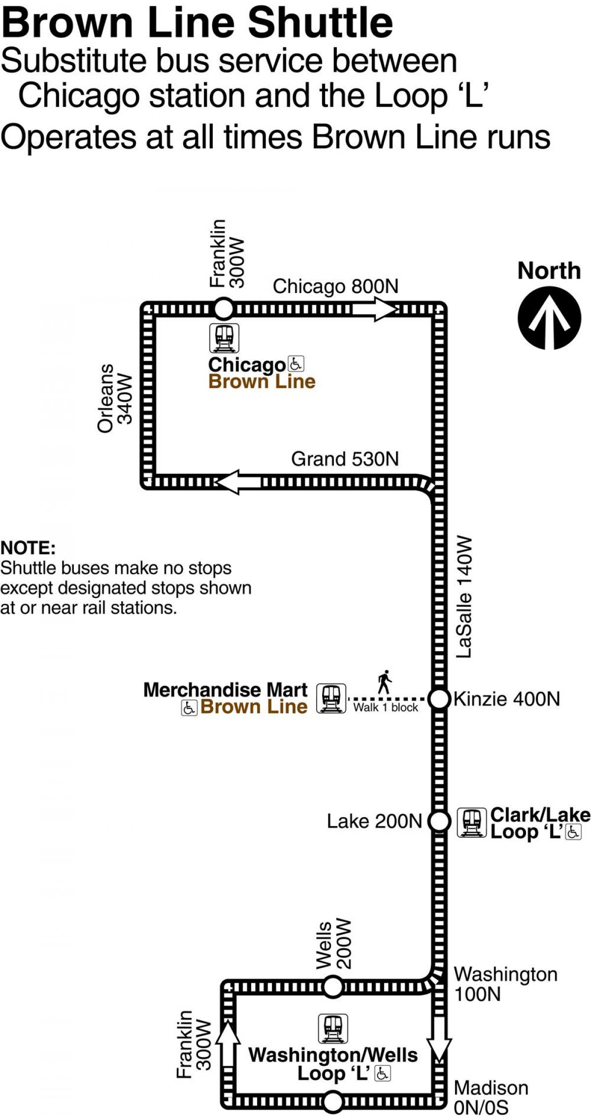 Čikāgas brūna līnija kartē
