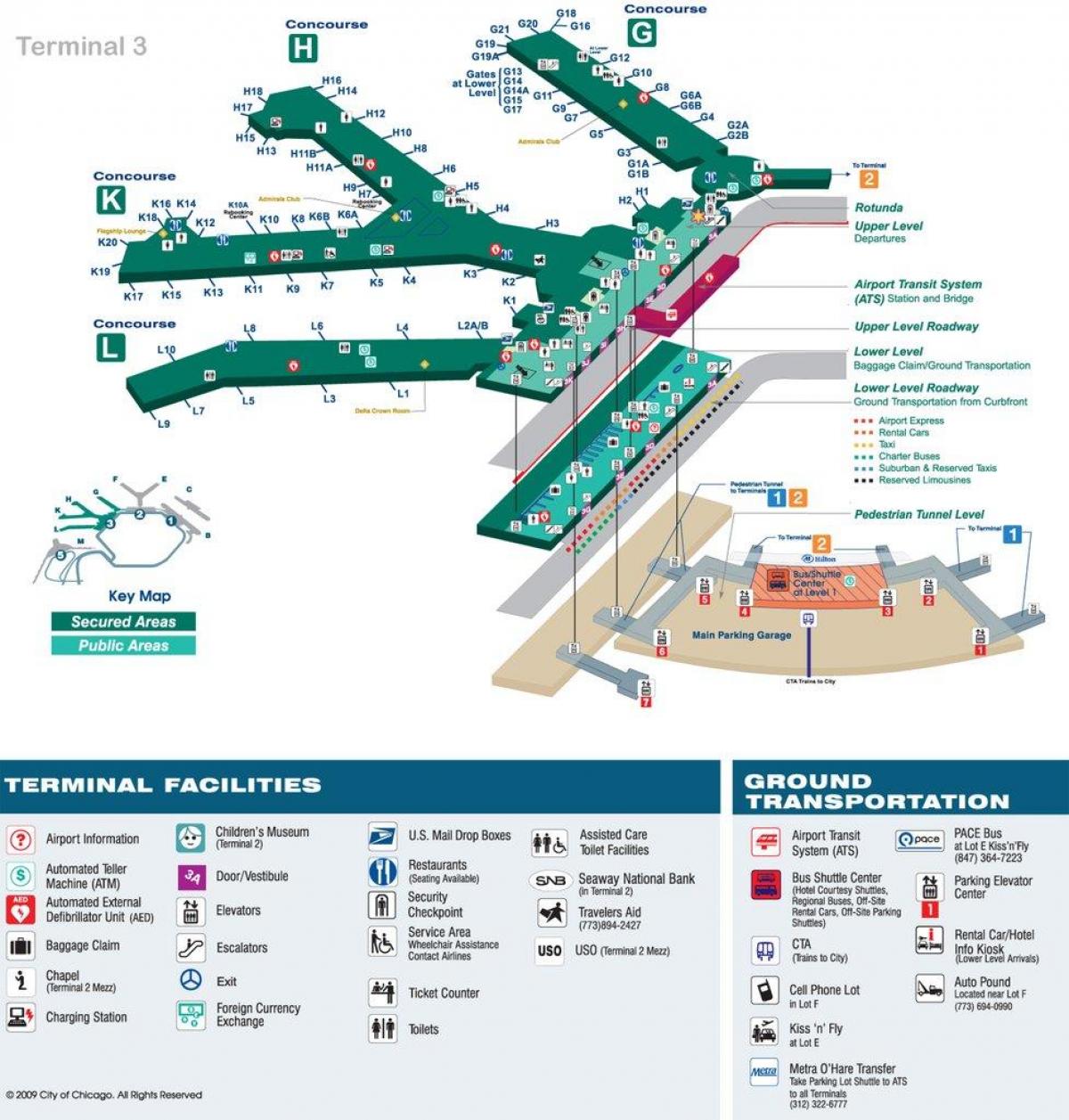 O Hare lidostas termināla kartes 3