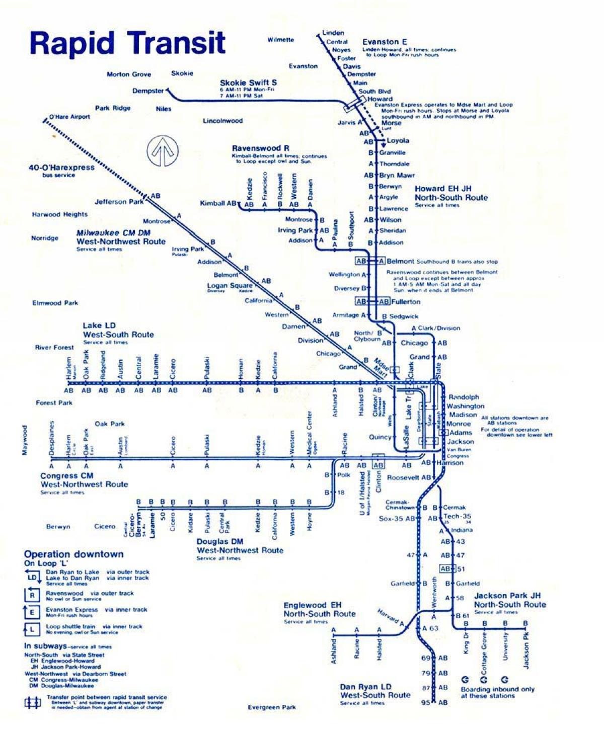 karte zilās līnijas Chicago