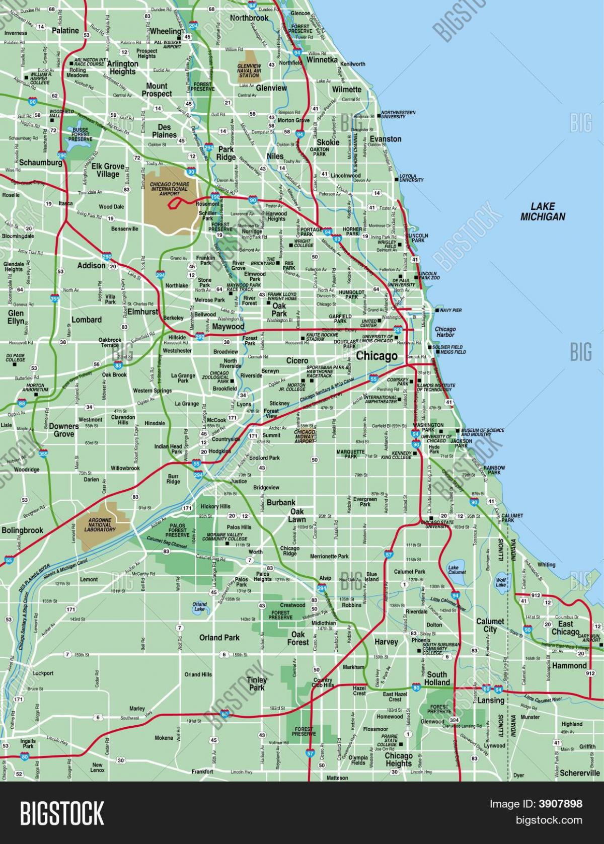 kartes Čikāgas jomā
