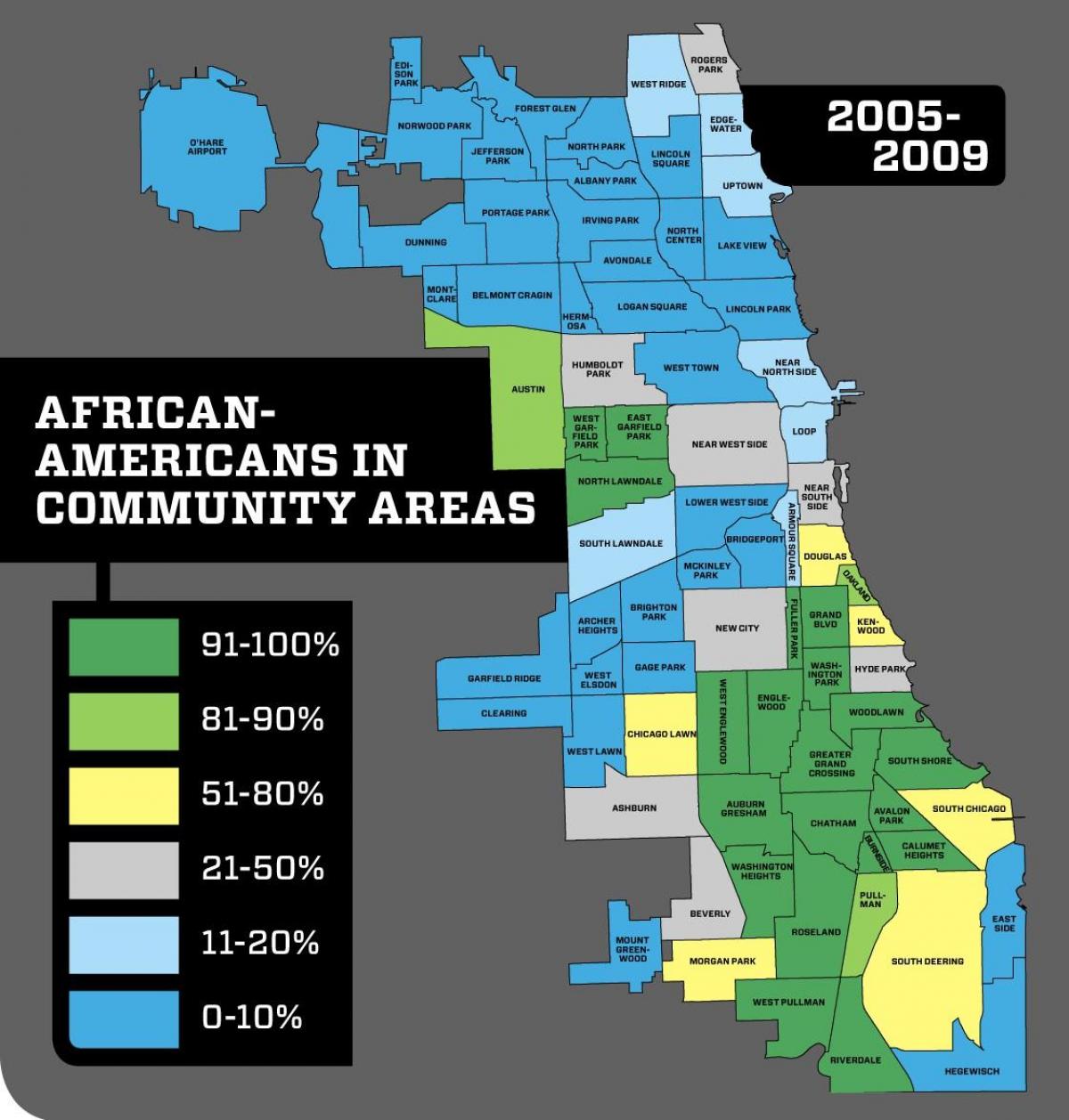 Čikāgas apkārtnē noziedzības kartē