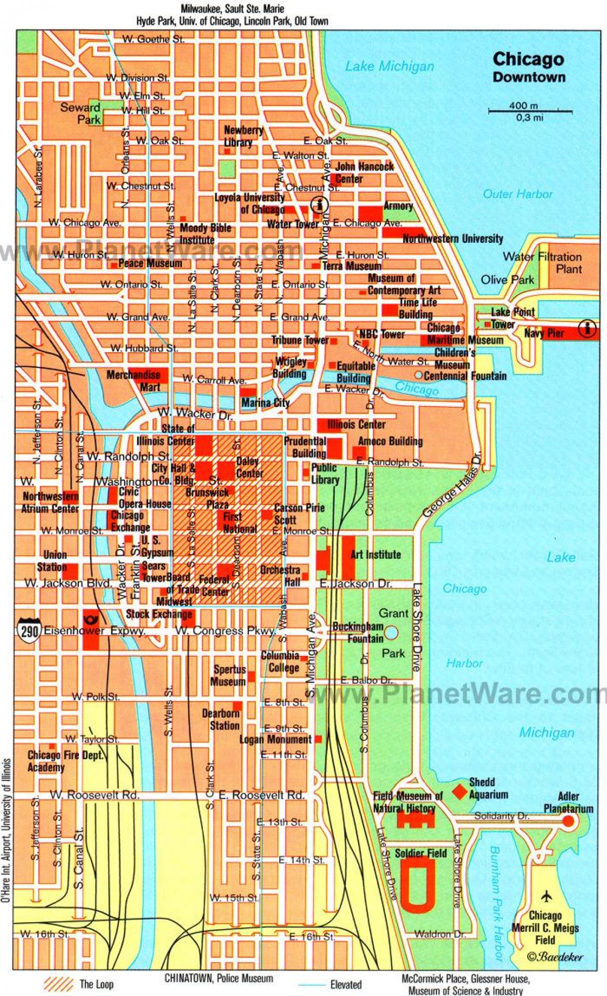 karte, Chicago apskates vietas