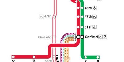 Čikāgā vilcienu kartē sarkanā līnija
