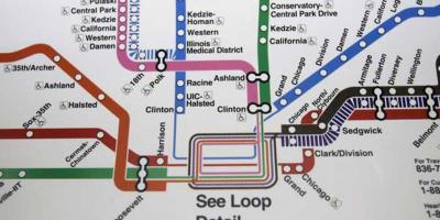 Chicago metro kartes zilā līnija