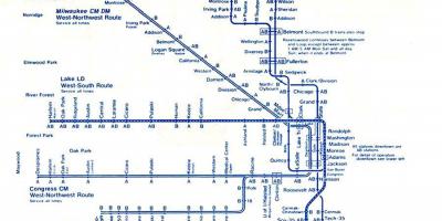 Karte zilās līnijas Chicago