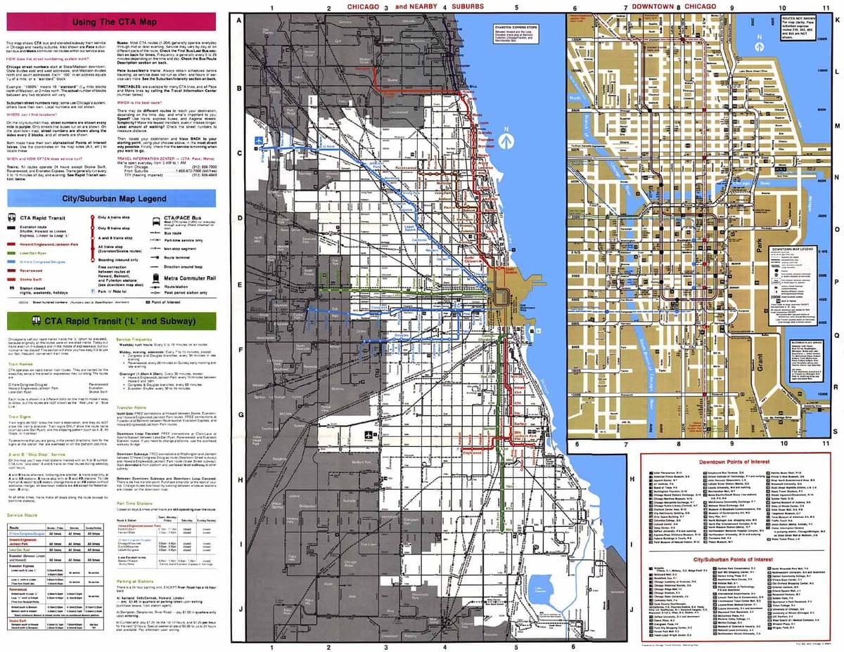 autobusu maršrutiem, Chicago karte
