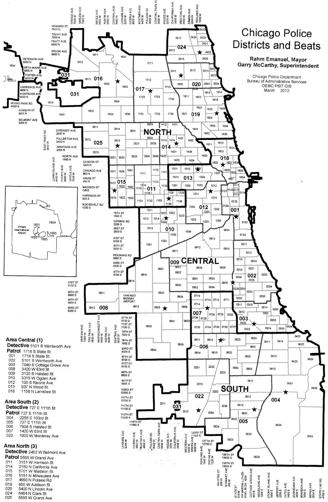 policijas iecirkņi karte, Chicago