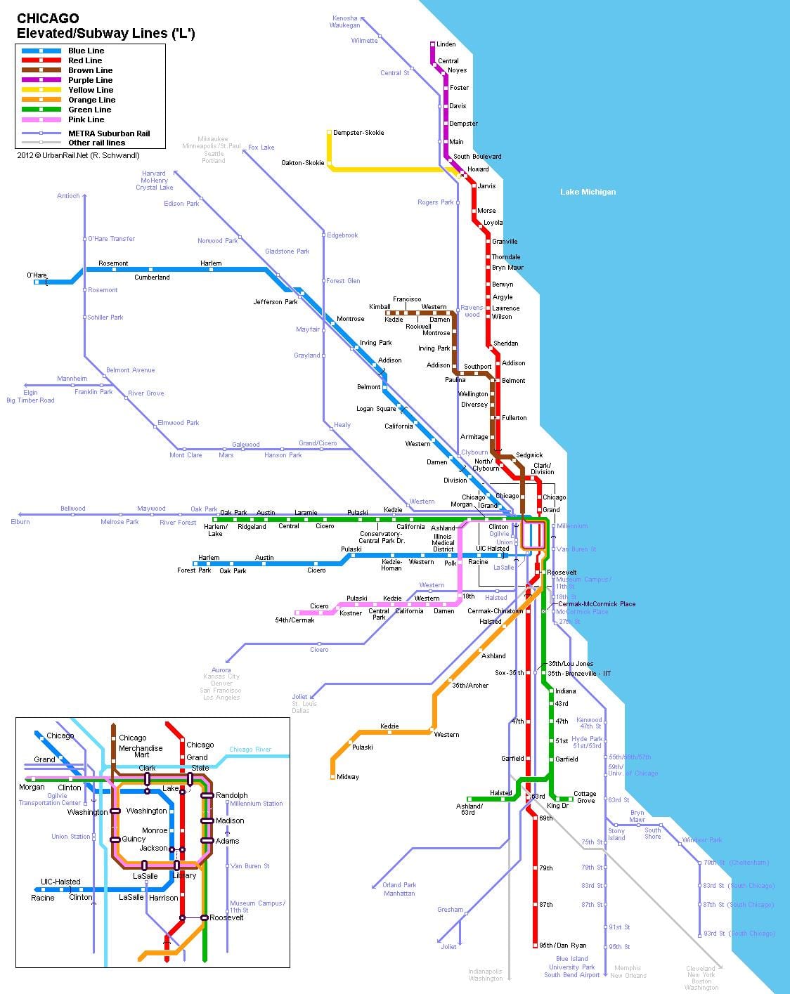 Chicago metro stacija map