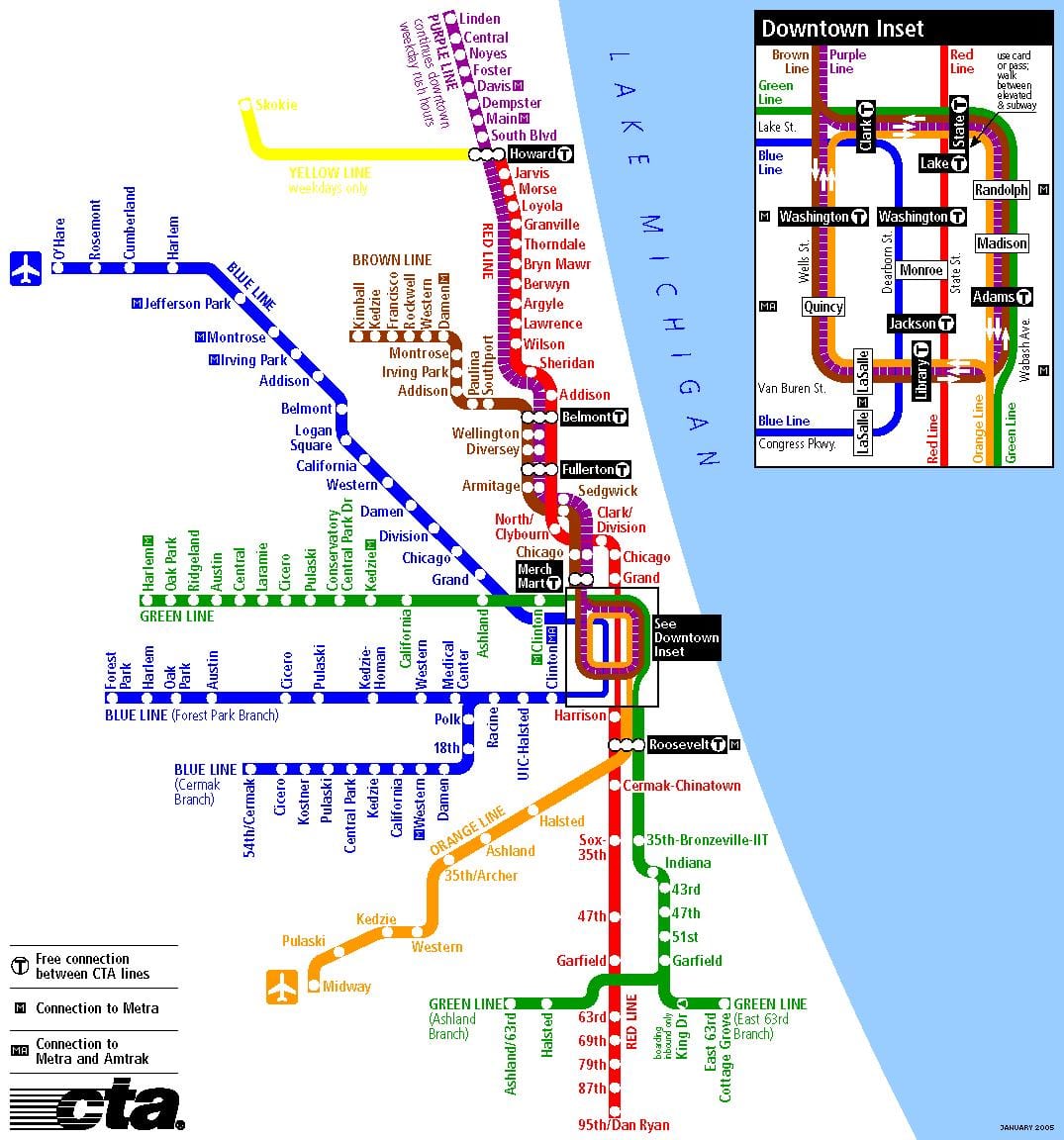 metro Čikāgas karte