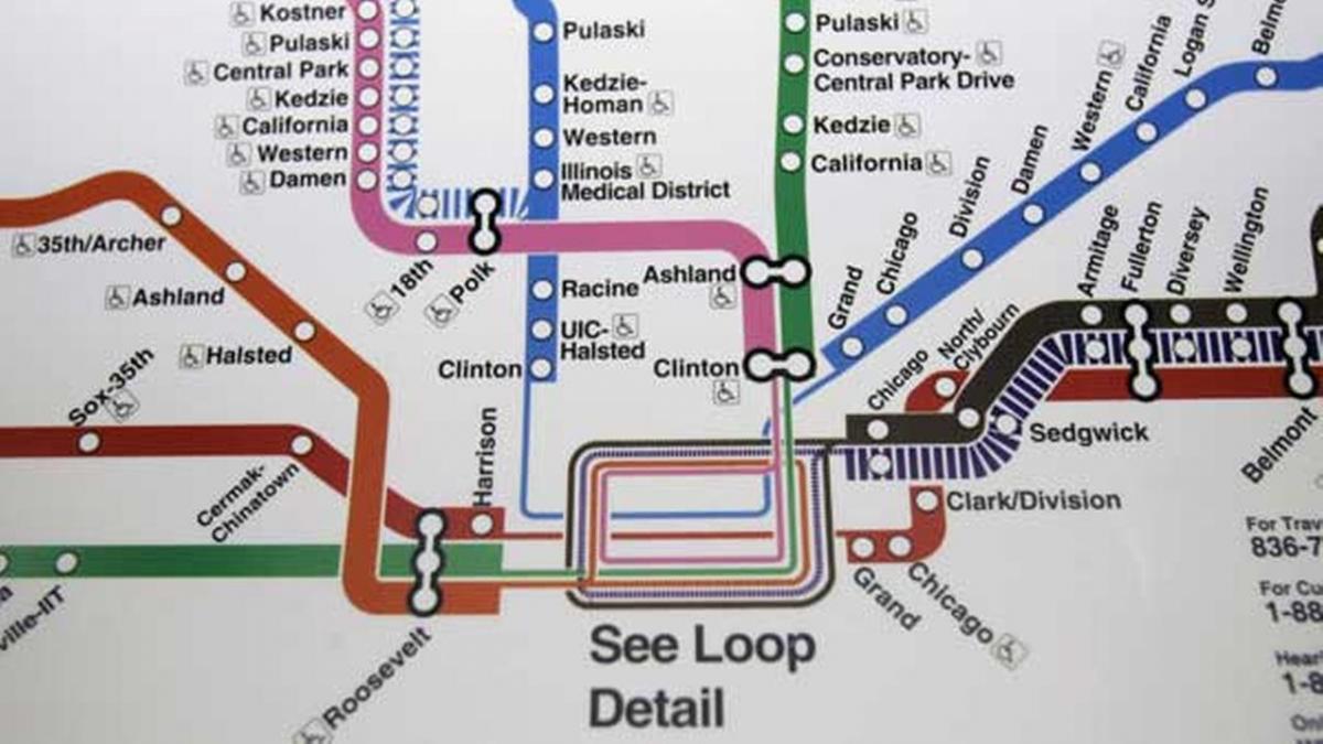 Chicago metro kartes zilā līnija