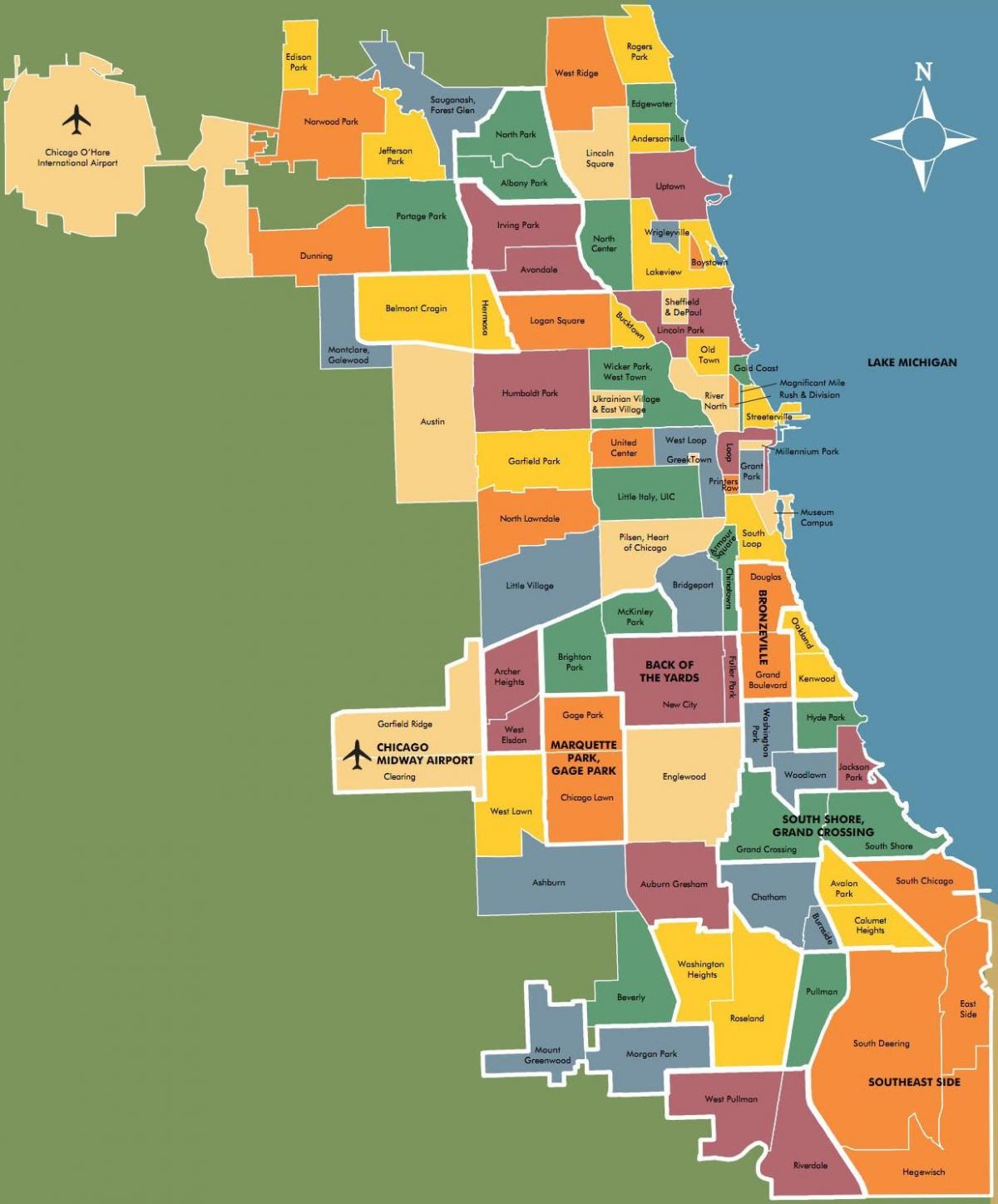 kartes apkaimju Čikāgā