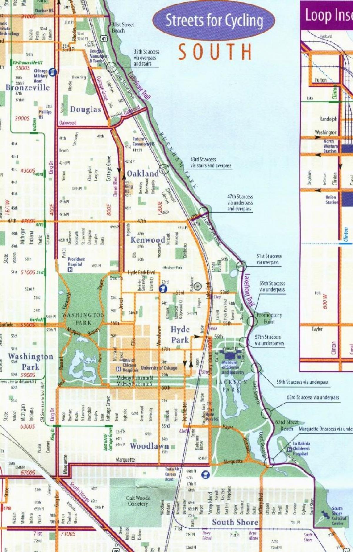 Čikāgas velosipēdu joslas kartē