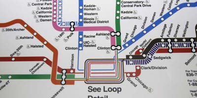 Chicago metro kartes zilā līnija